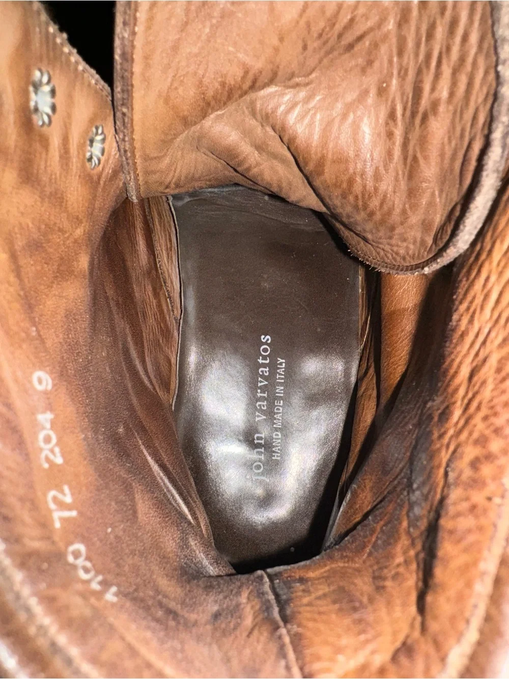 John Varvatos Brown Leather & Canvas Lace-Up Boots